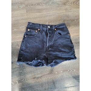 Levi's Women's Ribcage Shorts size 24 Black Denim Shorts High Rise #6‎